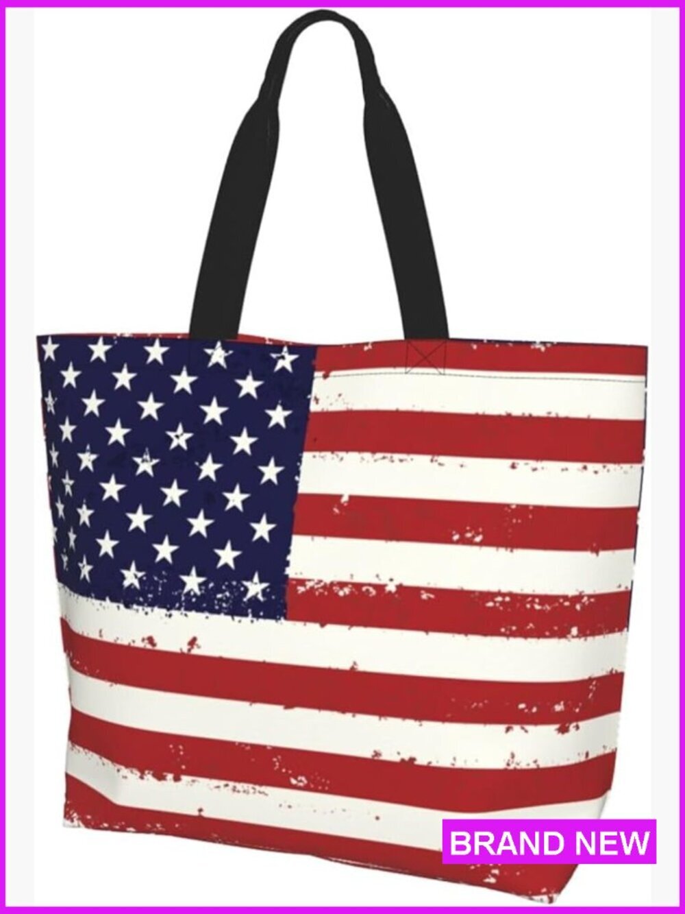 American Flag Tote Bag Large Capacity Reusable Grocery Shopping Shoulder